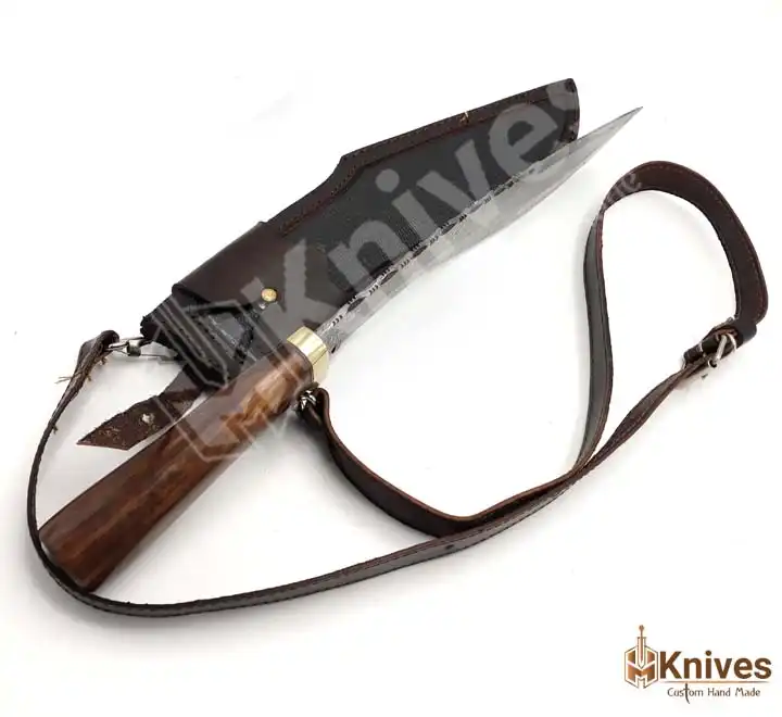 19 Inch Damascus Steel Hand Made Kukri Knife with Crocodile Sheath & Shoulder Belt by HMKnives (6)