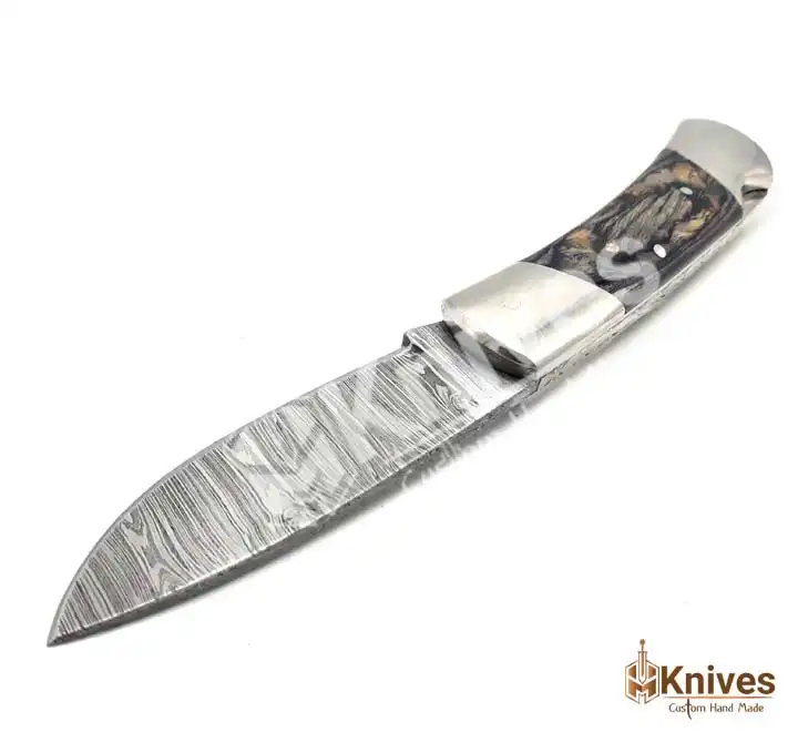 Back Lock Knife Hand Made Damascus Folding Knife for EDC Use with Italian Black Leather Sheath_HM-Knives (1)