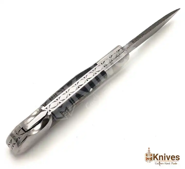 Back Lock Knife Hand Made Damascus Folding Knife for EDC Use with Italian Black Leather Sheath_HM-Knives (2)