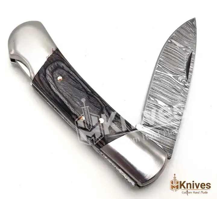 Back Lock Knife Hand Made Damascus Folding Knife for EDC Use with Italian Black Leather Sheath_HM-Knives (5)