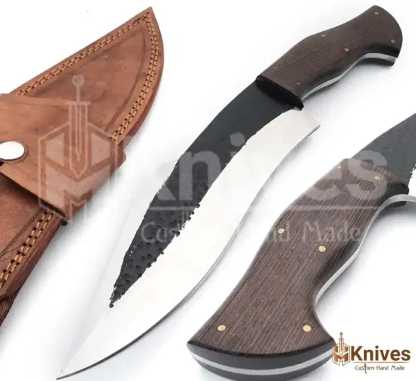 Custom Hand Forged J2 Steel Bowie Hunting Knife with Wenge Wood Handle & Leather Sheath by HMKnives (8)