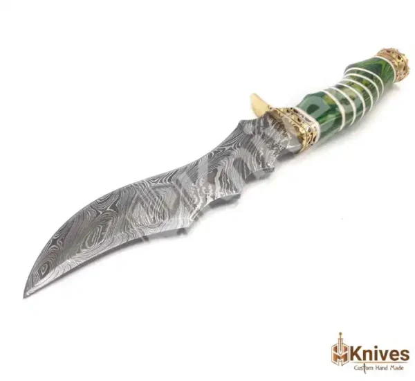Custom Hand Made Damascus Hunting Knife with Brass Guards & Shoulder Belt Leather Sheath by HMKnives (5)