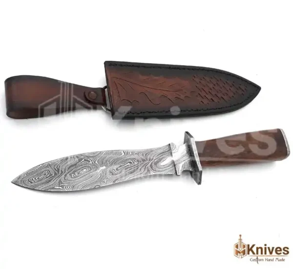 Custom Hand Made Damascus Steel Dagger Knife for Hunting & Outdoor Usage with Italian Leather Sheath by HMKnives (1)