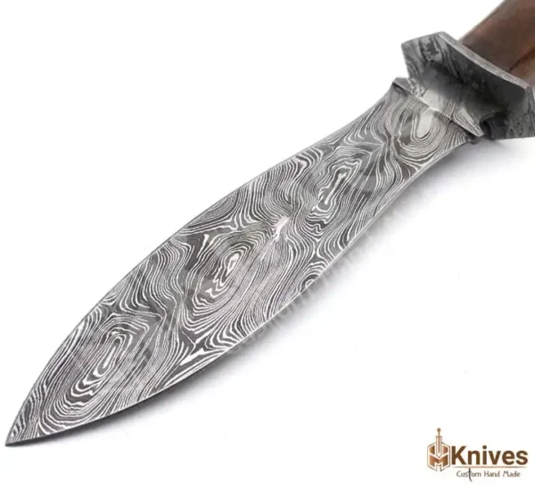 Custom Hand Made Damascus Steel Dagger Knife for Hunting & Outdoor Usage with Italian Leather Sheath by HMKnives (2)