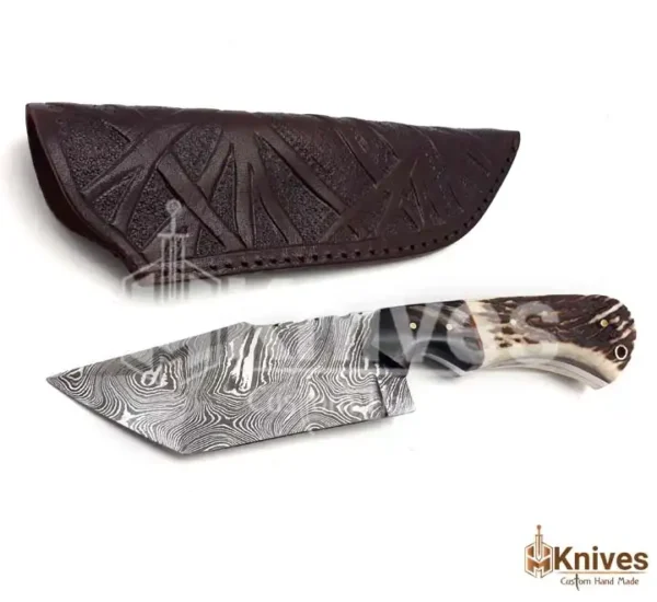 Custom Hand Made Damascus Steel Tanto Knife with Stag Handle by HMKnives (1)