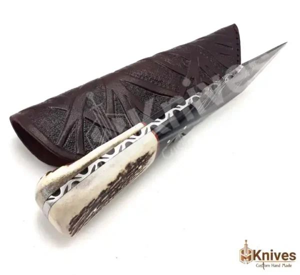 Custom Hand Made Damascus Steel Tanto Knife with Stag Handle by HMKnives (6)