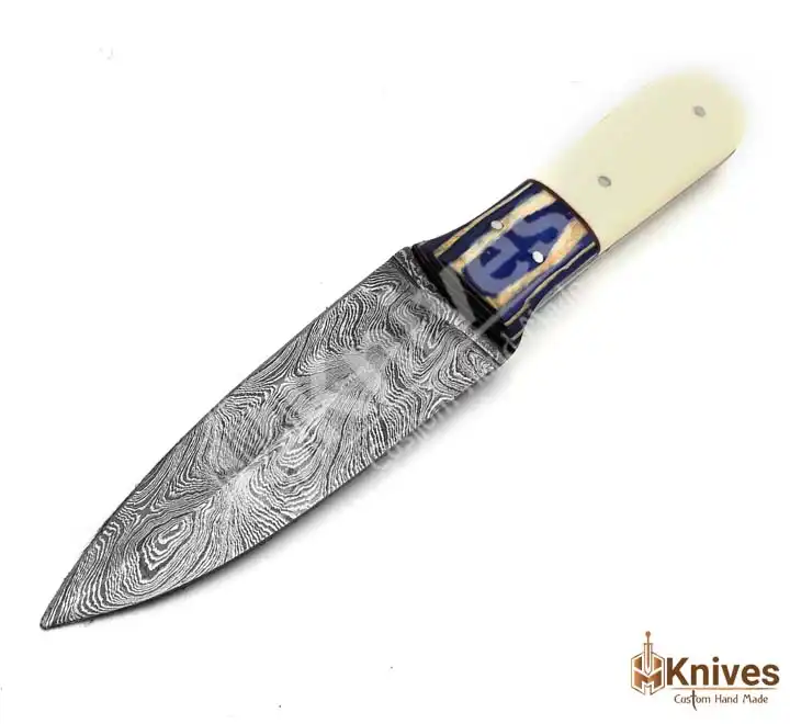 Damascus Skinner Dagger Knife 8 inch with Bone Handle & Color Sheet by HMKnives (1)