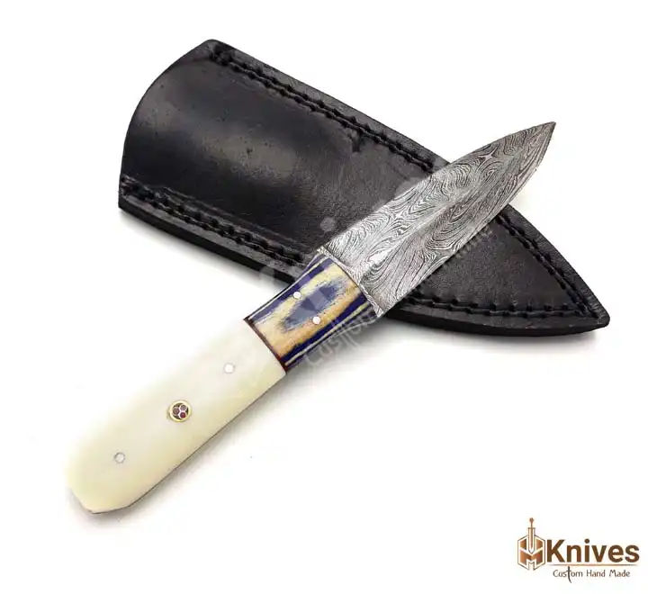 Damascus Skinner Dagger Knife 8 inch with Bone Handle & Color Sheet by HMKnives (5)