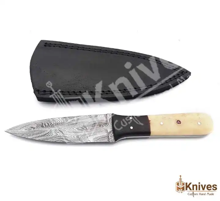 Damascus Skinner Hand Made Dagger Knife 8 inch with Bone Handle & Color Sheet by HMKnives (3)