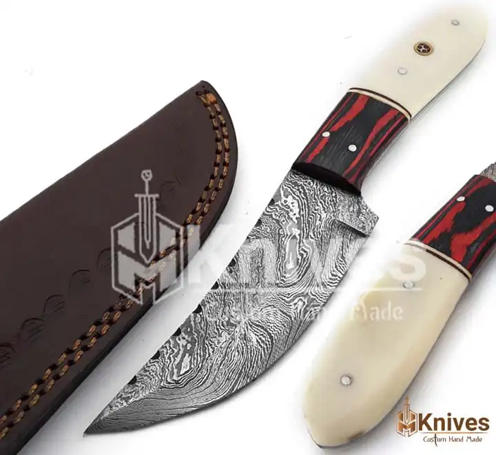 Damascus Skinner Hand Made Knife 8 inch with Bone & Color Sheet Handle by HMKnives (7)