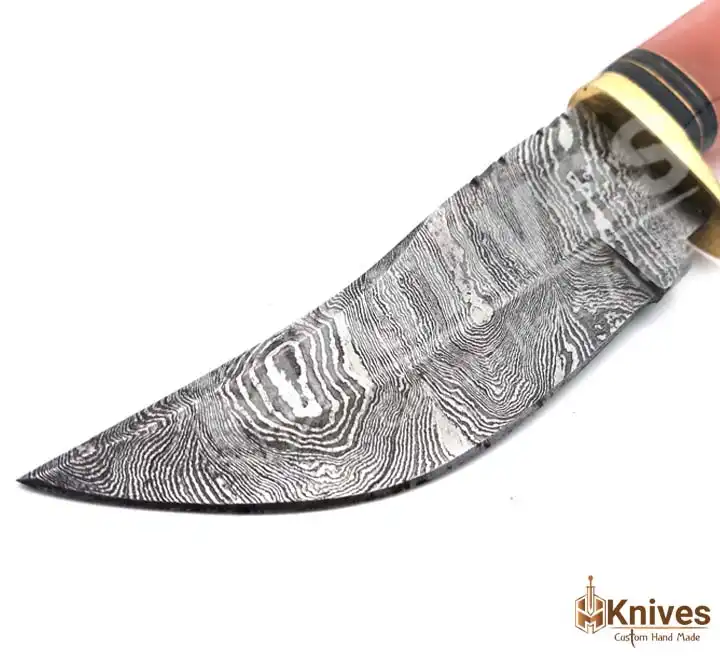 Damascus Skinner Hand Made Knife 8 inch with Pink Resin Handle & Brass Guard by HMKnives (1)