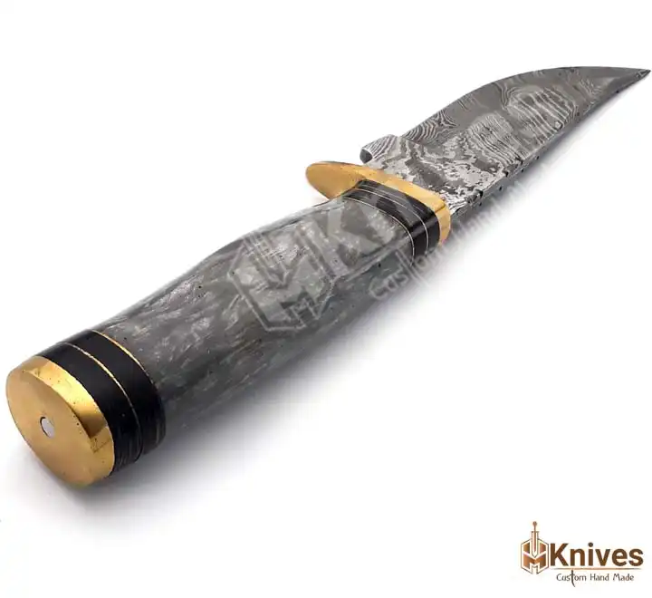 Damascus Skinner Knife 8 inch with Black Resin Handle & Brass Guard by HMKnives (3)