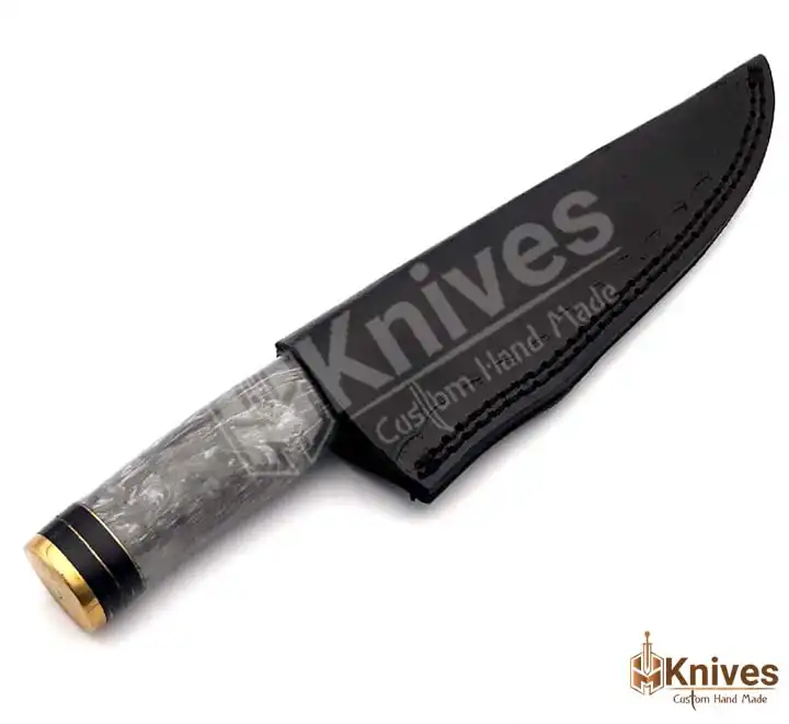 Damascus Skinner Knife 8 inch with Black Resin Handle & Brass Guard by HMKnives (6)