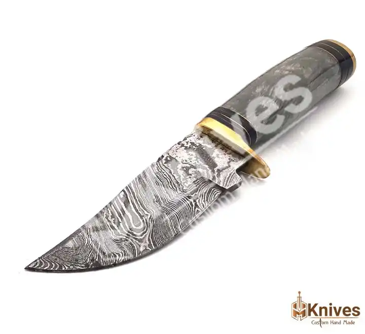 Damascus Skinner Knife 8 inch with Black Resin Handle & Brass Guard by HMKnives (8)