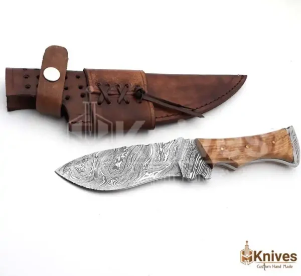 Damascus Steel Full Tang Skinner Knife for Camping & Hunting with Fancy Leather Cover by HMKnives (1)