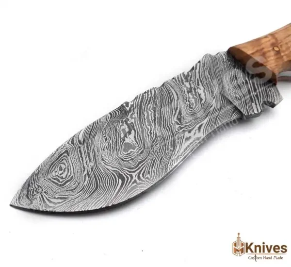 Damascus Steel Full Tang Skinner Knife for Camping & Hunting with Fancy Leather Cover by HMKnives (2)
