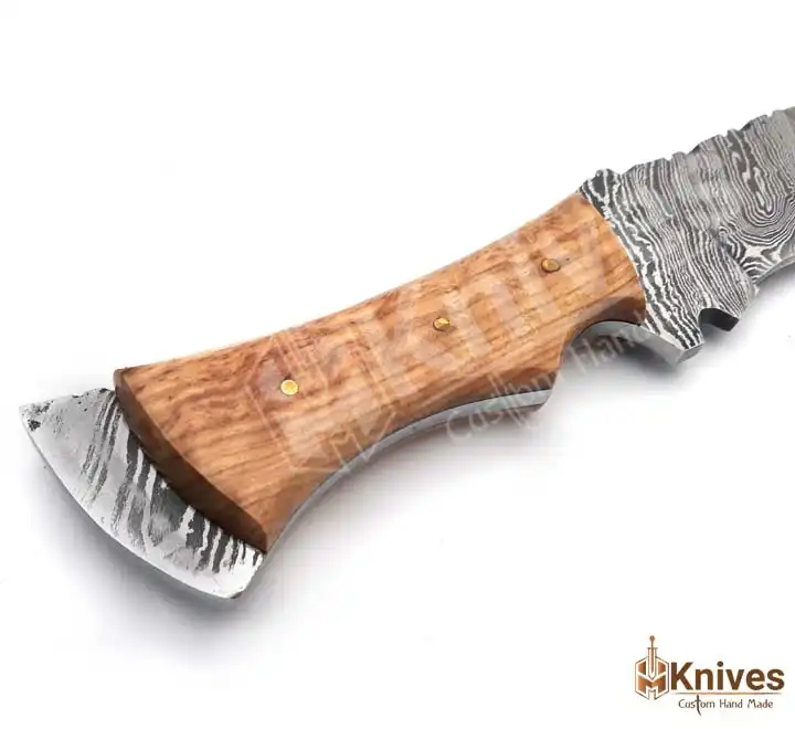 Damascus Steel Full Tang Skinner Knife for Camping & Hunting with Fancy Leather Cover by HMKnives (4)