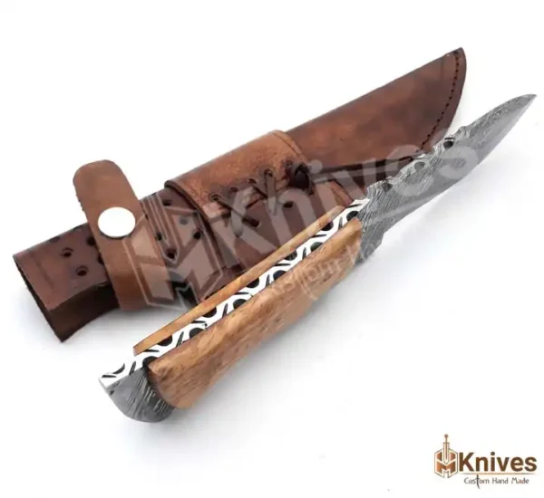 Damascus Steel Full Tang Skinner Knife for Camping & Hunting with Fancy Leather Cover by HMKnives (6)
