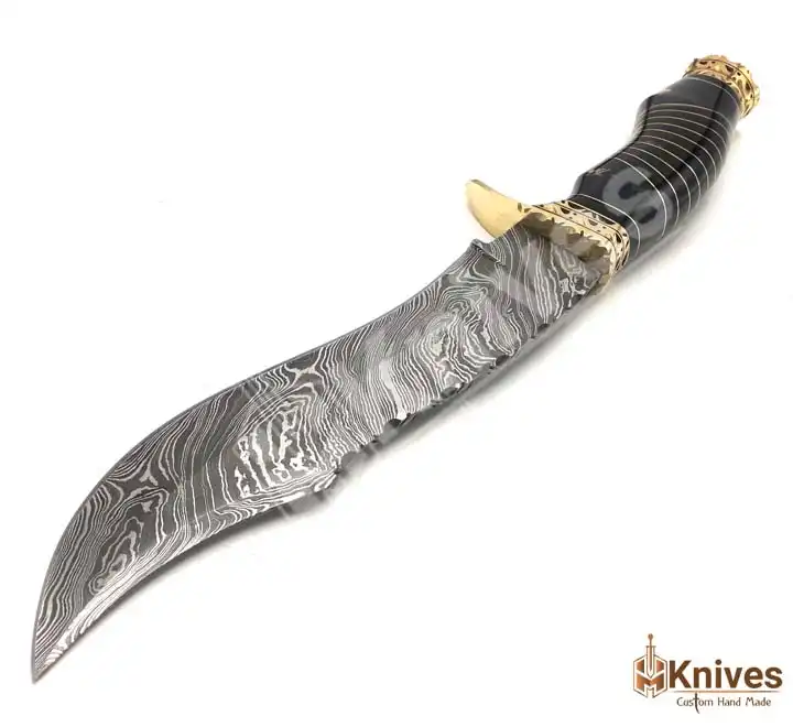 Damascus Steel Hand Made Bowie Hunting Knife with Hand Engraved Leather Sheath & Shoulder Belt by HMKnives (2)