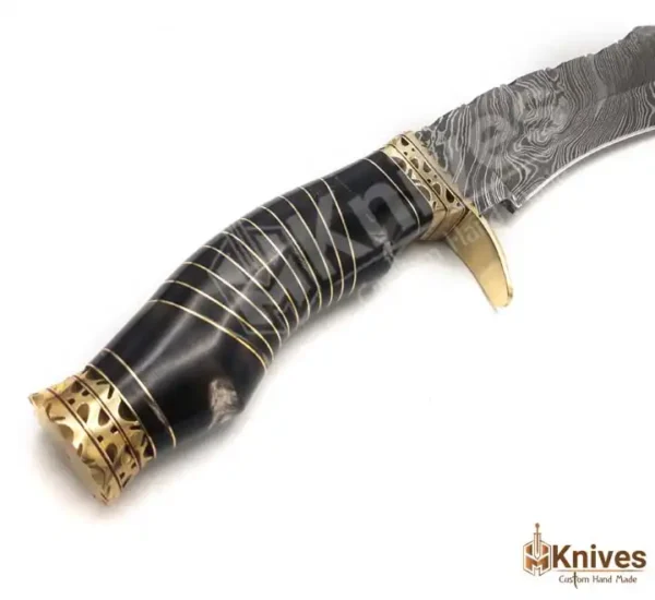 Damascus Steel Hand Made Bowie Hunting Knife with Hand Engraved Leather Sheath & Shoulder Belt by HMKnives (5)