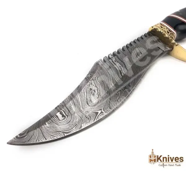 Damascus Steel Hand Made Hunting Outdoor Knife with Resin Sheet & Brass Guards Leather Sheath by HMKnives (8)
