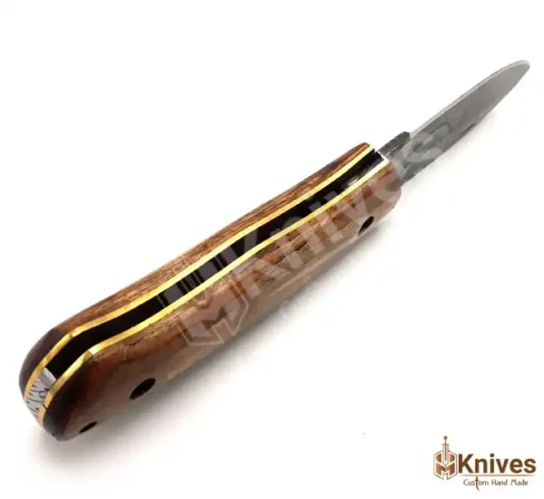 Dasori Folding Knife Hand Made Damascus Steel Folding Knife for EDC Use with Brown Italian Leather Sheath_HM-Knives (4)