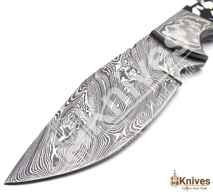 EDC Damascus Skinner Knife for Camping & Hunting with Sharp Edge & Leather Cover by HMKnives (2)