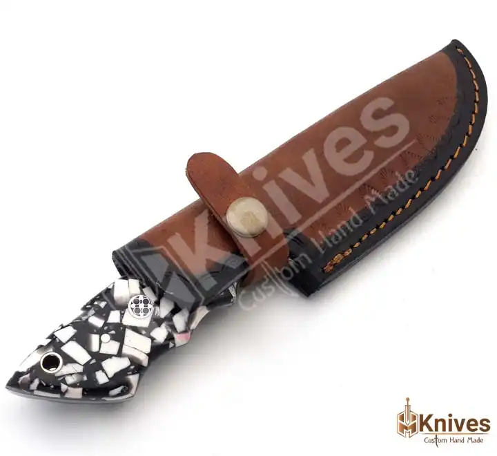 EDC Damascus Skinner Knife for Camping & Hunting with Sharp Edge & Leather Cover by HMKnives (7)