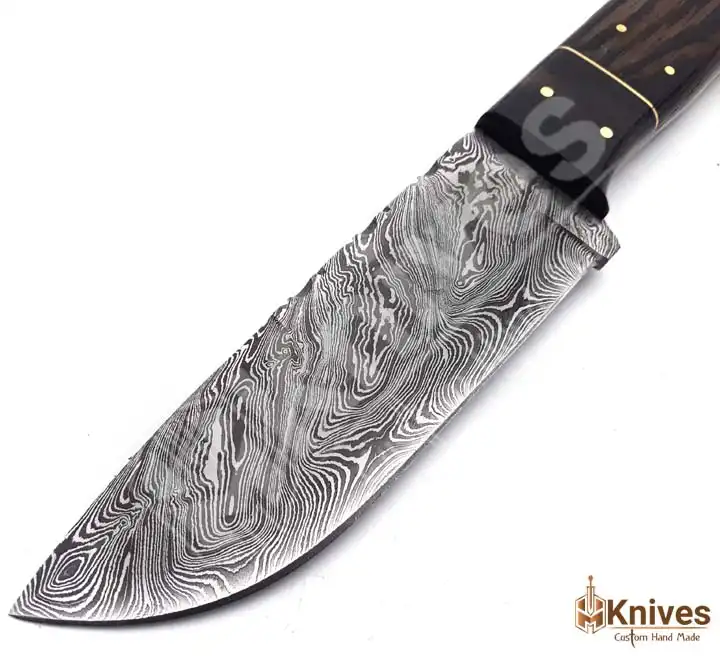 Hand Made Damascus Steel Camping Skinner Knife with Wengi Wood Handle by HMKnives (2)