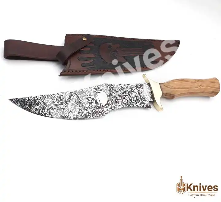 J2 Steel Acid Etching Hand Made Hunting Knife with Skull Design by HMKnives (1)