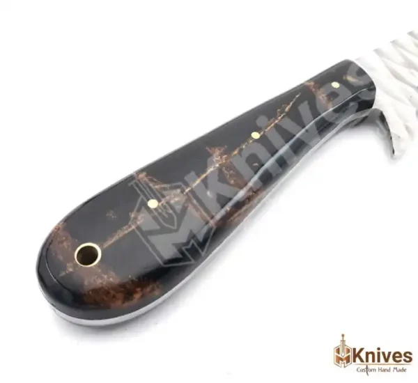 J2 Steel Forged Blade Bull Cutter Knife with Resin Handle & Leather Sheath by HMKnives (4)
