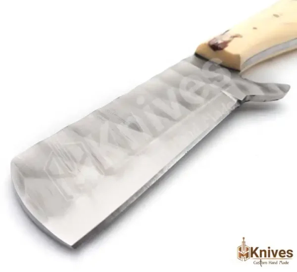 J2 Steel Hand Forged Blade Bull Cutter Knife with Beautiful Pattern Resin Handle & Leather Cover by HMKnives (2)