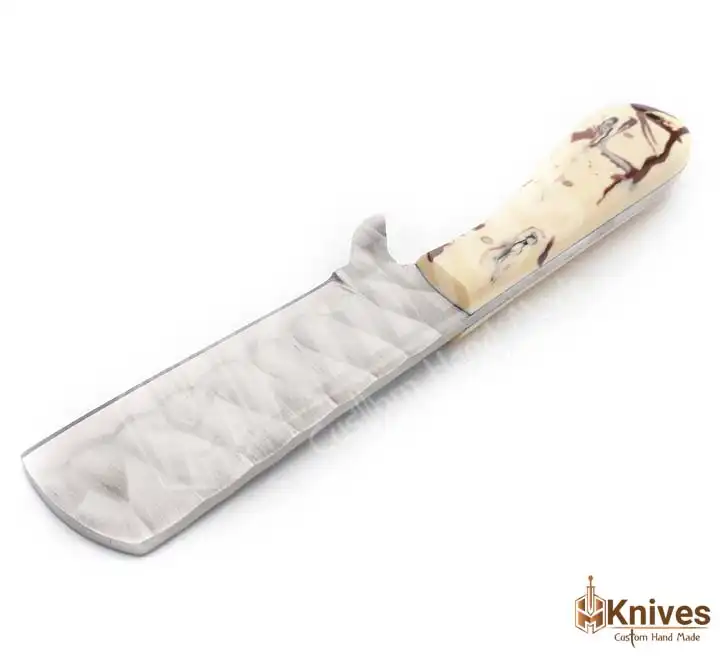 J2 Steel Hand Forged Blade Bull Cutter Knife with Beautiful Pattern Resin Handle & Leather Cover by HMKnives (3)