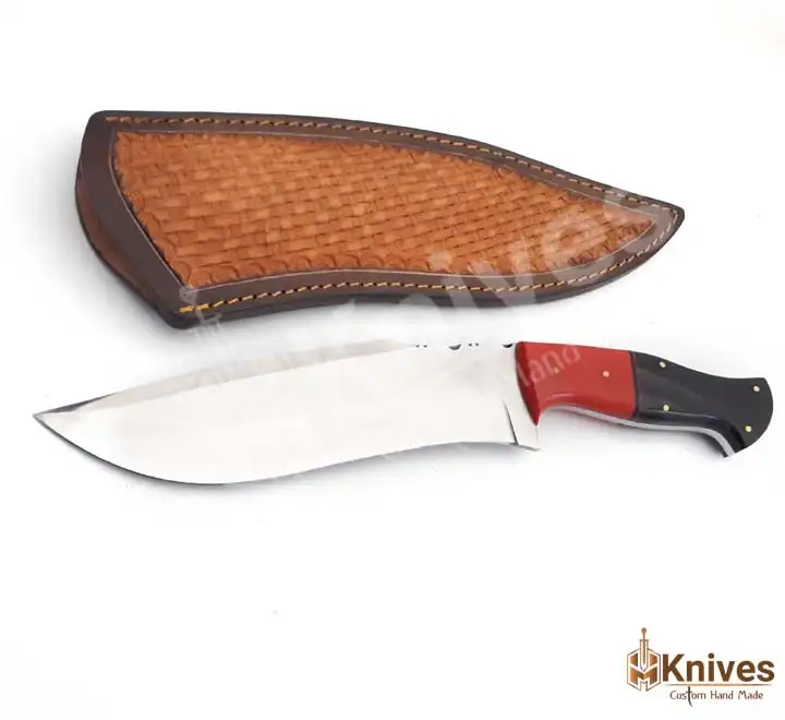 J2 Steel Hand Made Hunting Bowie Knife High Polish Blade with Bull Horn Brown Leather Sheath by HMKnives (3)