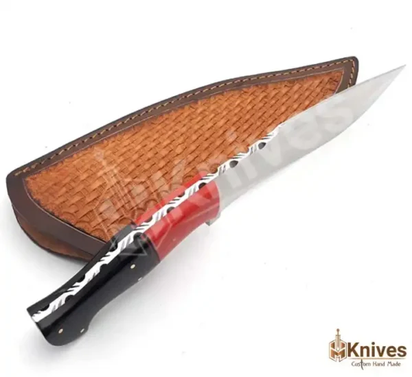 J2 Steel Hand Made Hunting Bowie Knife High Polish Blade with Bull Horn Brown Leather Sheath by HMKnives (6)
