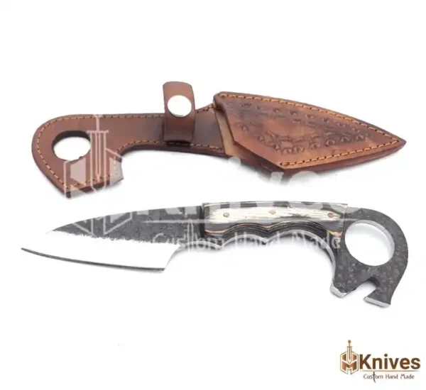 Rail Steel Hand Forged Hunting Fishing Knife with Fancy Leather Sheath by HMKnives (1)