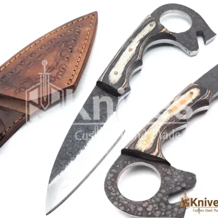 19 Inch Damascus Steel Hand Made Kukri Knife with Crocodile Sheath & Shoulder Belt by HMKnives (3)