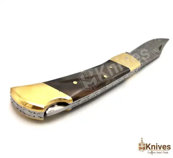 Saab Folding Knife Hand Made Damascus Steel Folding Knife for EDC Use with Brown Italian Leather Sheath_HMKnives (1)