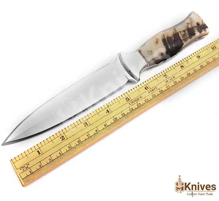 D2 DC53 Steel Dagger Knife with Sheep Horn Handle-3