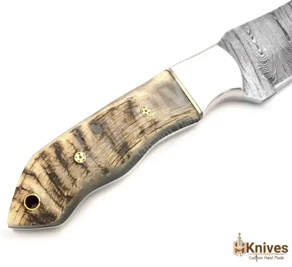 Damascus Skinner Knife with Sheep Horn handle-3