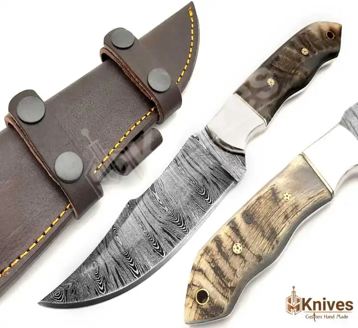 Damascus Skinner Knife with Sheep Horn handle-5